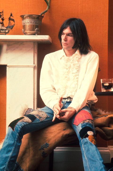 neil young, crosby stills nash and young era, portrait, london, 1970 photo by michael putlandgetty images