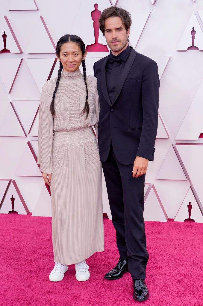 los angeles, california – april 25 l r chloe zhao and joshua james richards attend the 93rd annual academy awards at union station on april 25, 2021 in los angeles, california photo by chris pizzelo poolgetty images