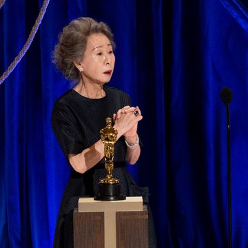 los angeles, california – april 25 editorial use only in this handout photo provided by ampas, yuh jung youn accepts the oscar for best actress in a supporting role for minari onstage during the 93rd annual academy awards at union station on april 25, 2021 in los angeles, california photo by todd wawrychukampas via getty images