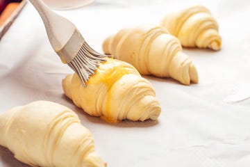 croissants brushed with an egg wash