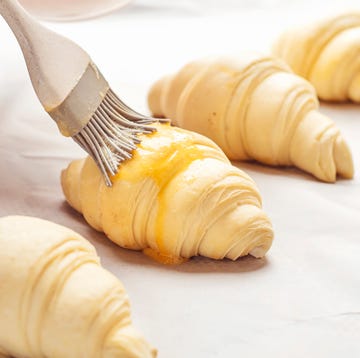 Croissants with egg wash croissants brushed with an egg wash