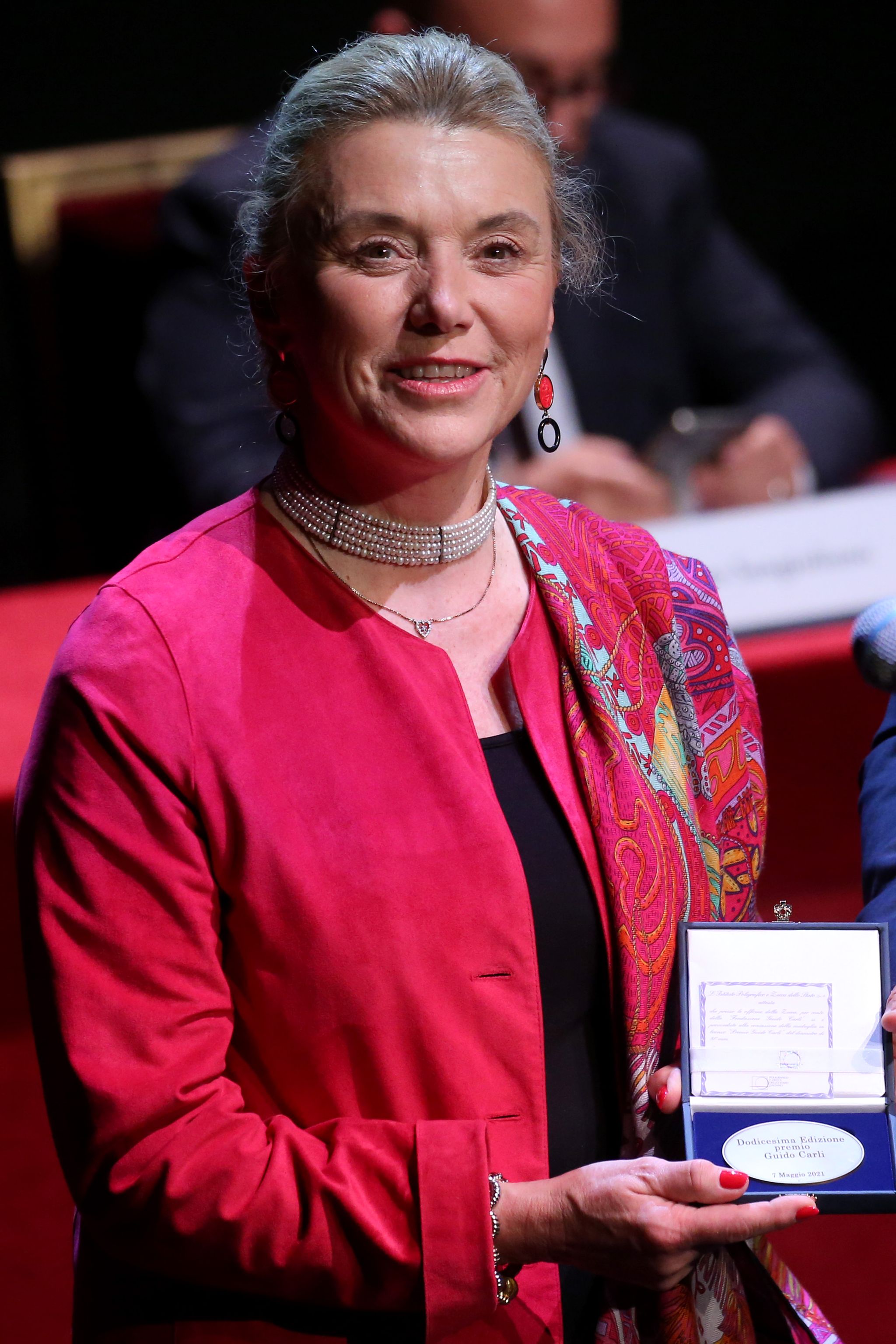 rome, italy   may 07 secretary general of the ministry of foreign affairs elisabetta belloni l receives the guido carli prize at auditorium parco della musica on may 07, 2021 in rome, italy photo by franco origliagetty images