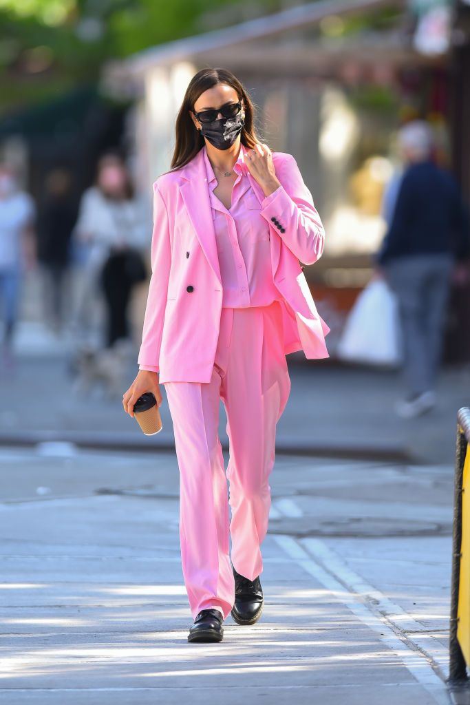 Irina Shayk Steps Out in a Barbie Pink Suit in NYC