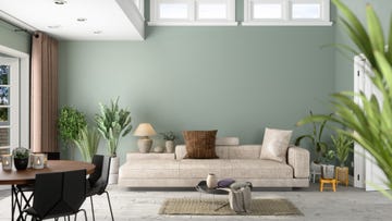 salón con paredes de color verde