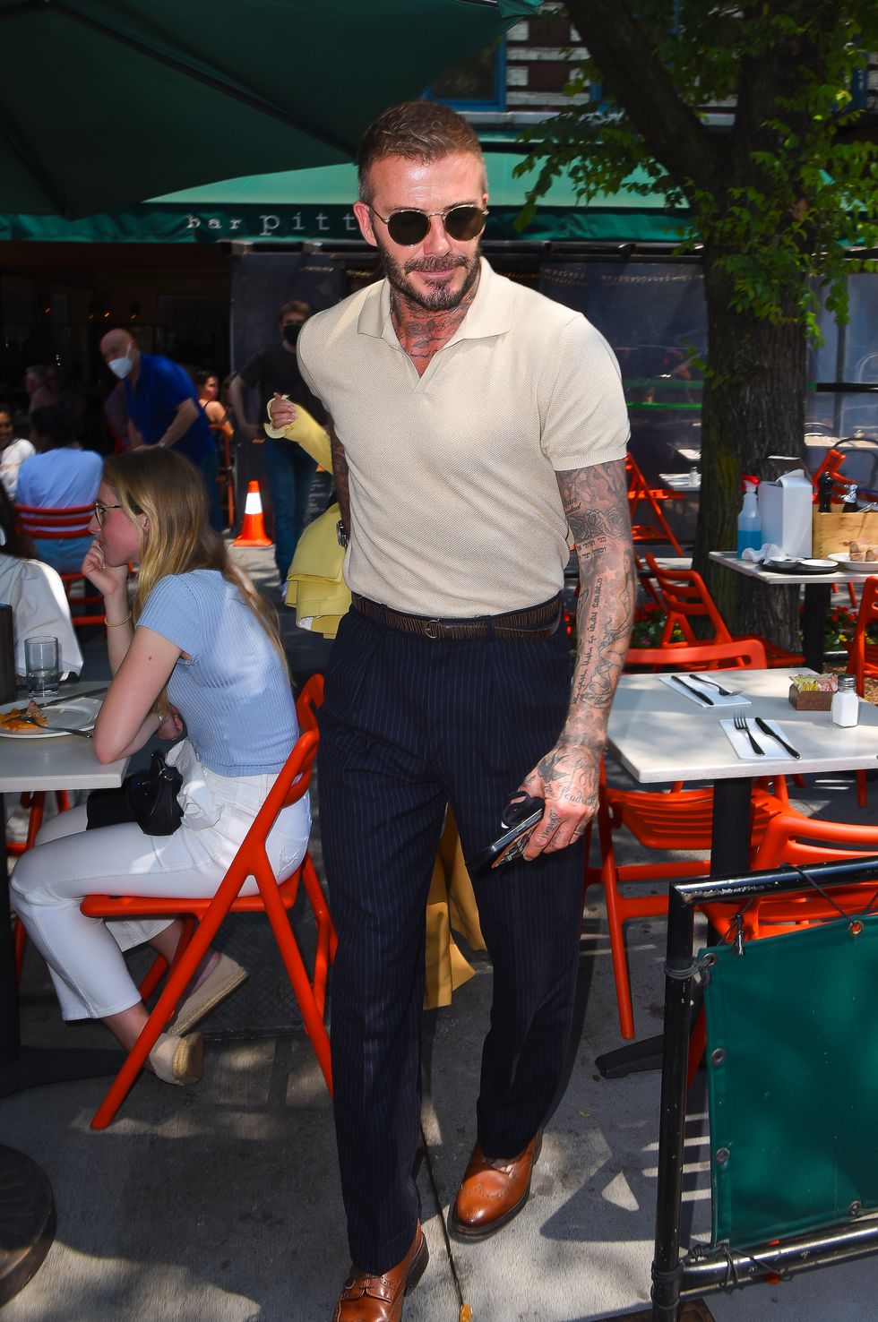 new york, new york may 26 david beckham and victoria beckham seen out for lunch downtown manhattan on may 26, 2021 in new york city photo by robert kamaugc images