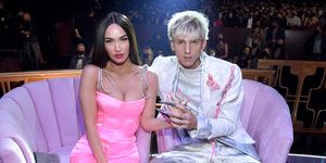 los angeles, california   may 27 editorial use only l r megan fox and machine gun kelly attend the 2021 iheartradio music awards at the dolby theatre in los angeles, california, which was broadcast live on fox on may 27, 2021 photo by kevin mazurgetty images for iheartmedia