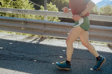 male running on the road space for copy