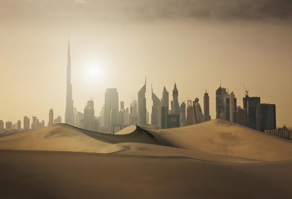Daytime, Natural environment, Atmosphere, City, Sand, Landscape, Horizon, Atmospheric phenomenon, Urban area, Dune, 