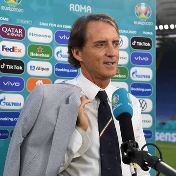 rome, italy   june 20 roberto mancini, head coach of italy speaks to the media after the uefa euro 2020 championship group a match between italy and wales at olimpico stadium on june 20, 2021 in rome, italy photo by chris ricco   uefauefa via getty images