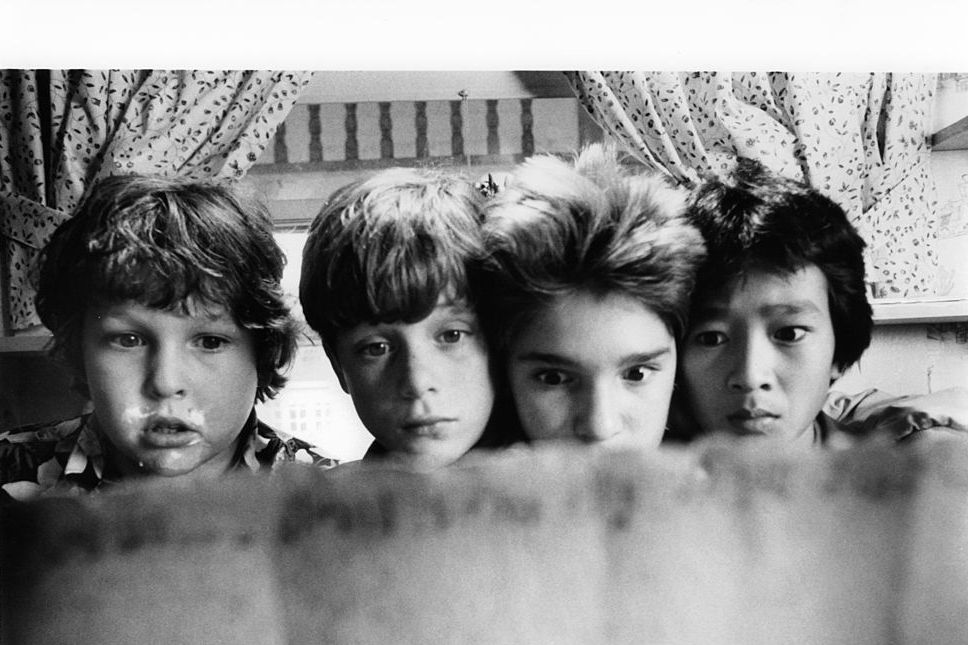from left to right, jeff cohen, sean astin, corey feldman and ke huy quan in a scene from the film goonies, 1985 photo by warner brothersgetty images