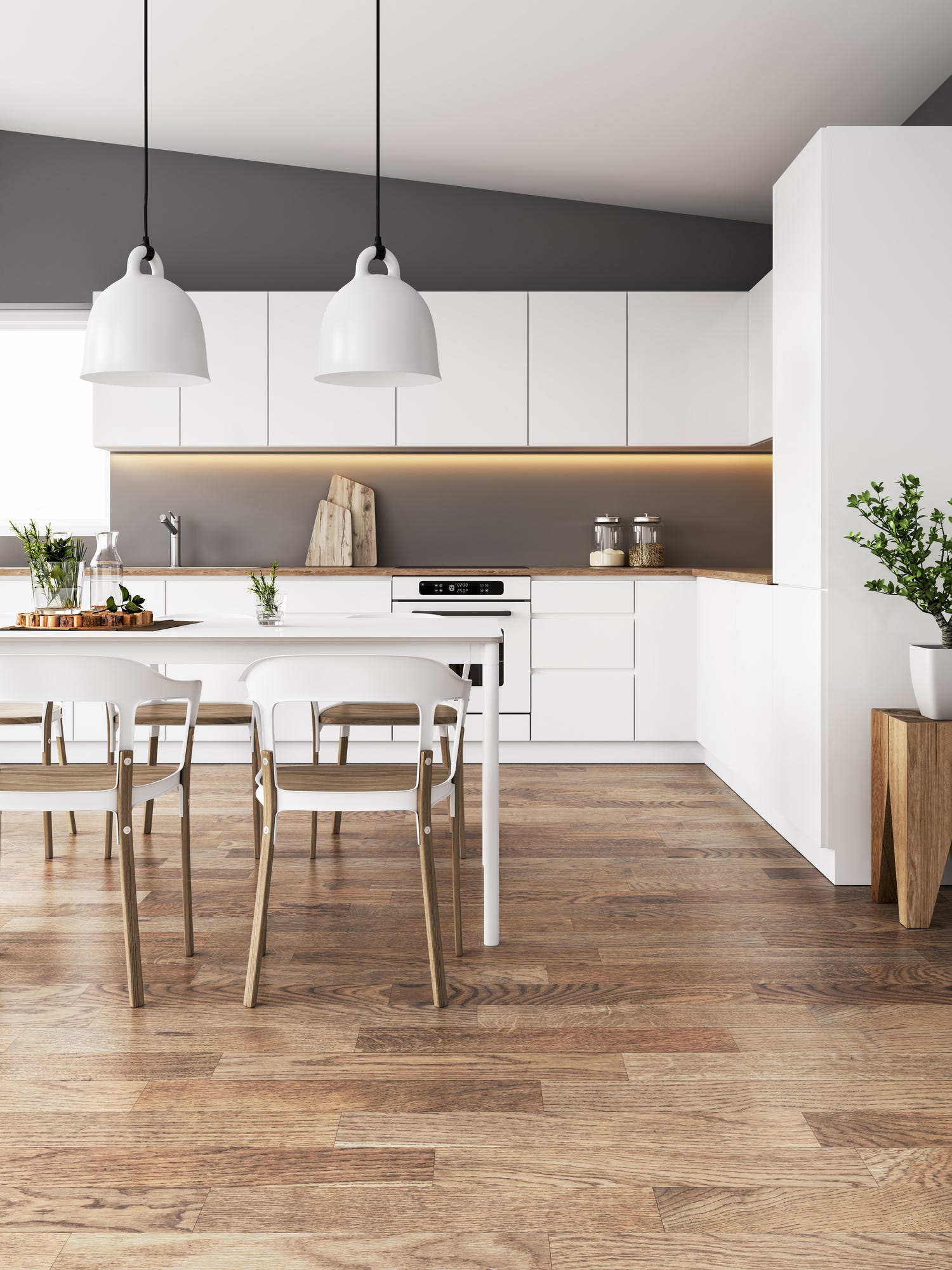 cocina blanca con office