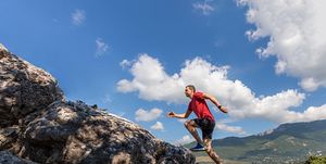 man running on mountain