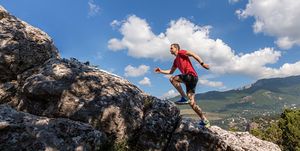man running on mountain