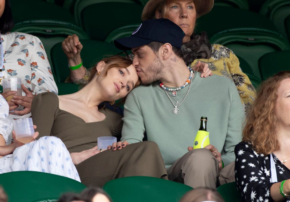 london, england july 03 phoebe dynevor and pete davidson hosted by lanson attend day 6 of the wimbledon tennis championships at the all england lawn tennis and croquet club on july 03, 2021 in london, england photo by karwai tangwireimage