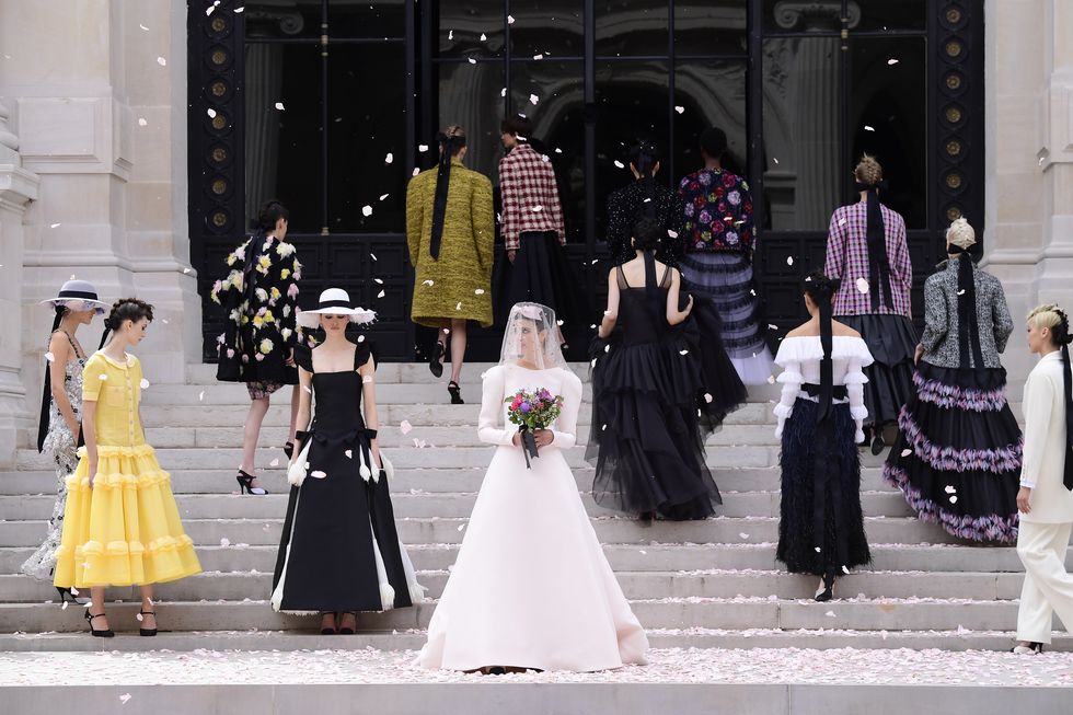 paris, france   july 06 models walk the runway during the chanel couture haute couture fallwinter 20212022 show as part of paris fashion week on july 06, 2021 in paris, france photo by kristy sparowgetty images