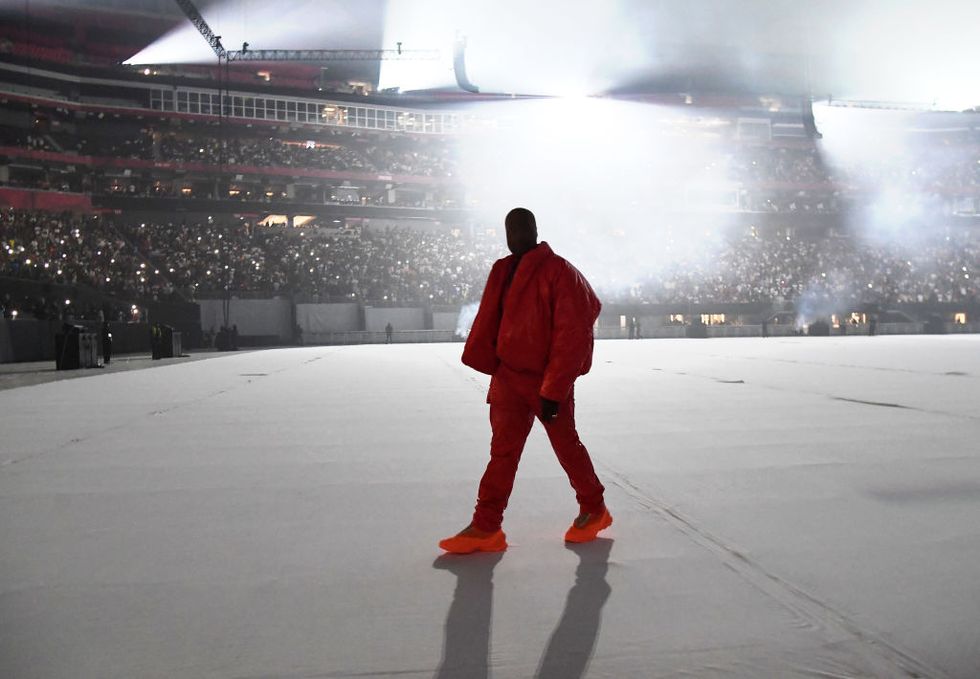 atlanta, georgia   july 22 kanye west is seen at ‘donda by kanye west’ listening event at mercedes benz stadium on july 22, 2021 in atlanta, georgia photo by kevin mazurgetty images for universal music group