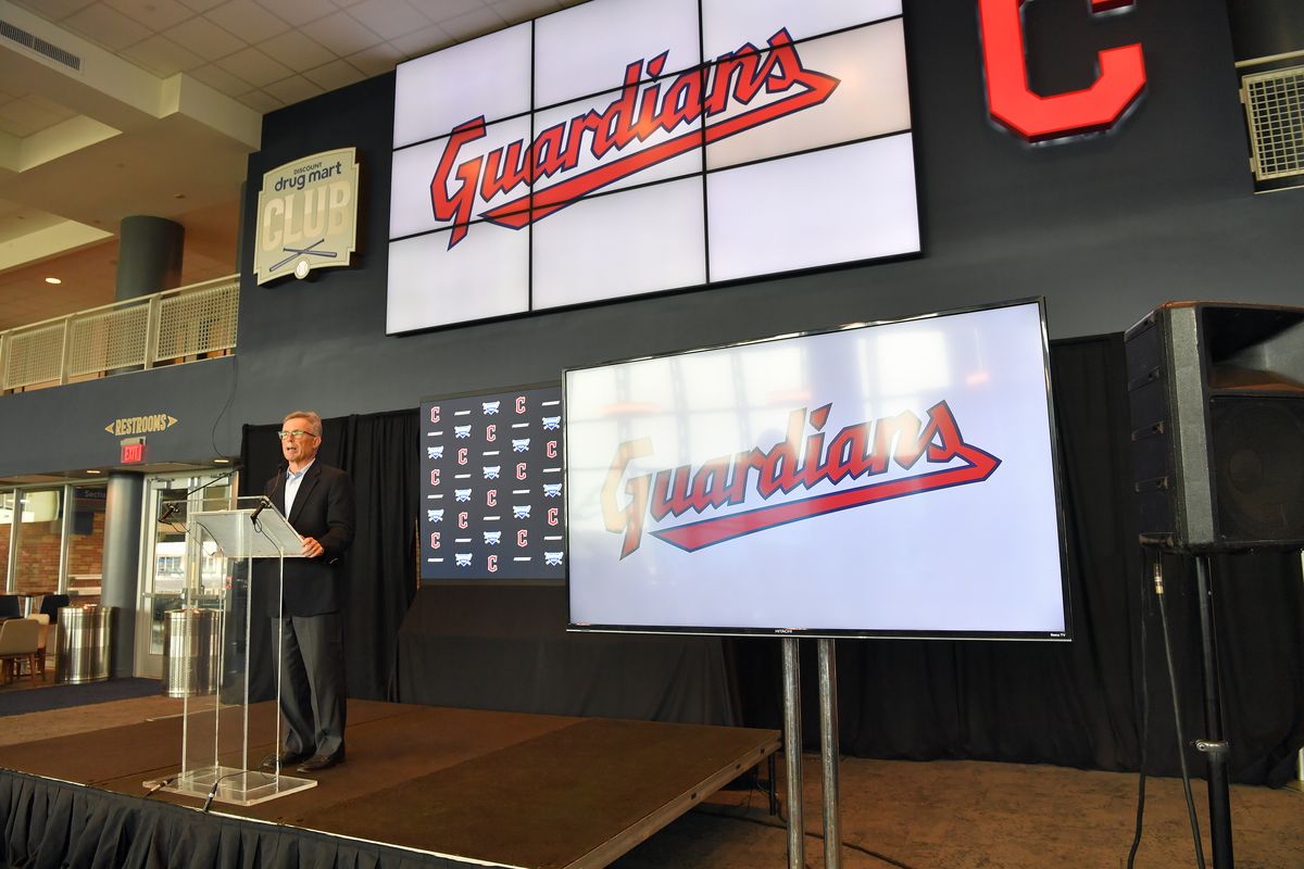cleveland, ohio   july 23 cleveland indians team owner and chairman paul dolan talks to members of the media during a press conference announcing the name change from the cleveland indians to the cleveland guardians at progressive field on july 23, 2021 in cleveland, ohio photo by jason millergetty images