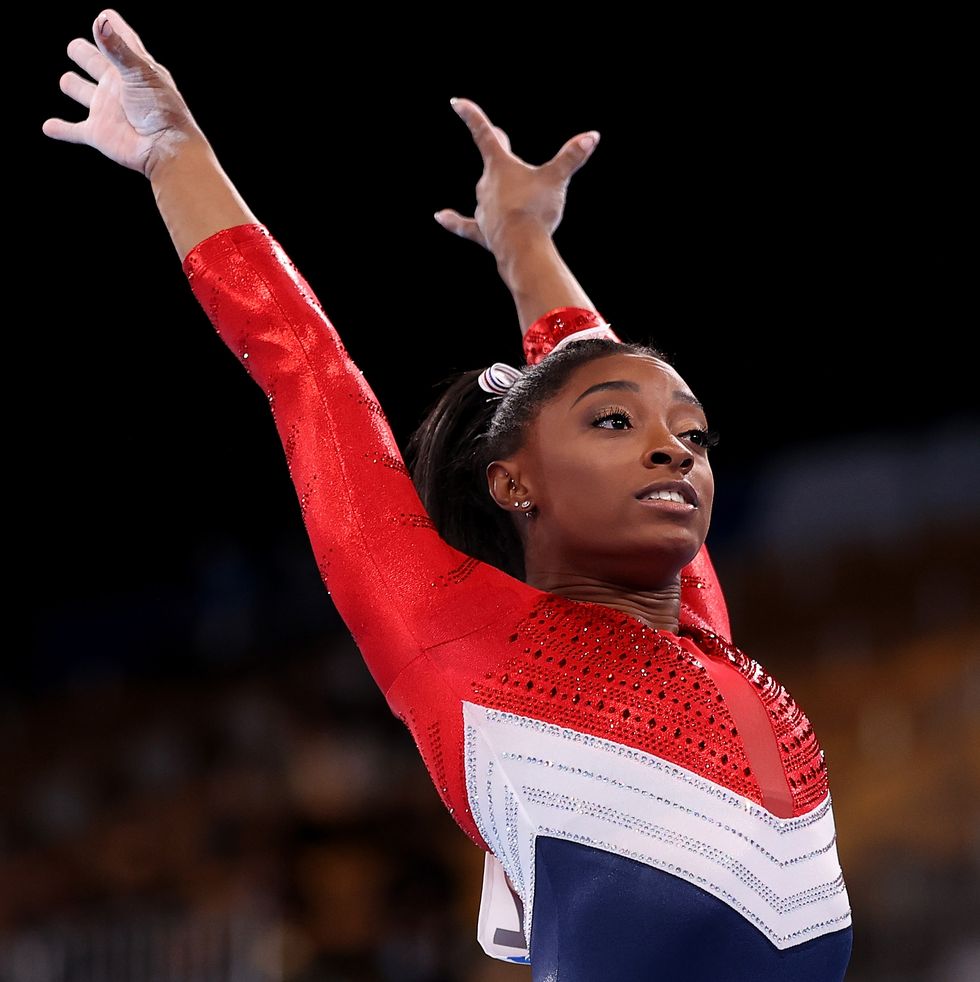 tokyo, japan   july 27 simone biles of team united states competes in vault during the womens team final on day four of the tokyo 2020 olympic games at ariake gymnastics centre on july 27, 2021 in tokyo, japan photo by laurence griffithsgetty images