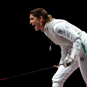 chiba, japan july 29 arianna errigo of team italy celebrates after defeating team united states during the womens foil team bronze medal match on day six of the tokyo 2020 olympic games at makuhari messe hall on july 29, 2021 in chiba, japan photo by ezra shawgetty images