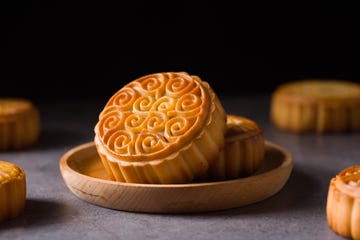 traditional chinese moon cake on a plate