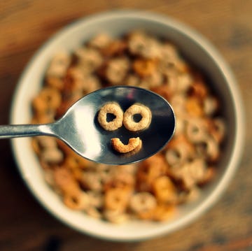 Smiling cereal bowl of cereal
