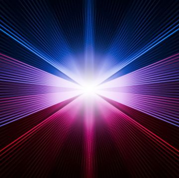 abstract, multicolored laser lighting graphics on black background