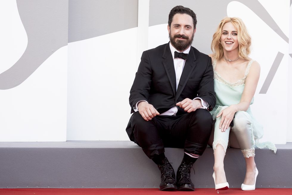 venice, italy   september 03  pablo larrain and kristen stewart attend the red carpet of the movie spencer during the 78th venice international film festival on september 03, 2021 in venice, italy photo by alessandra benedetti   corbiscorbis via getty images