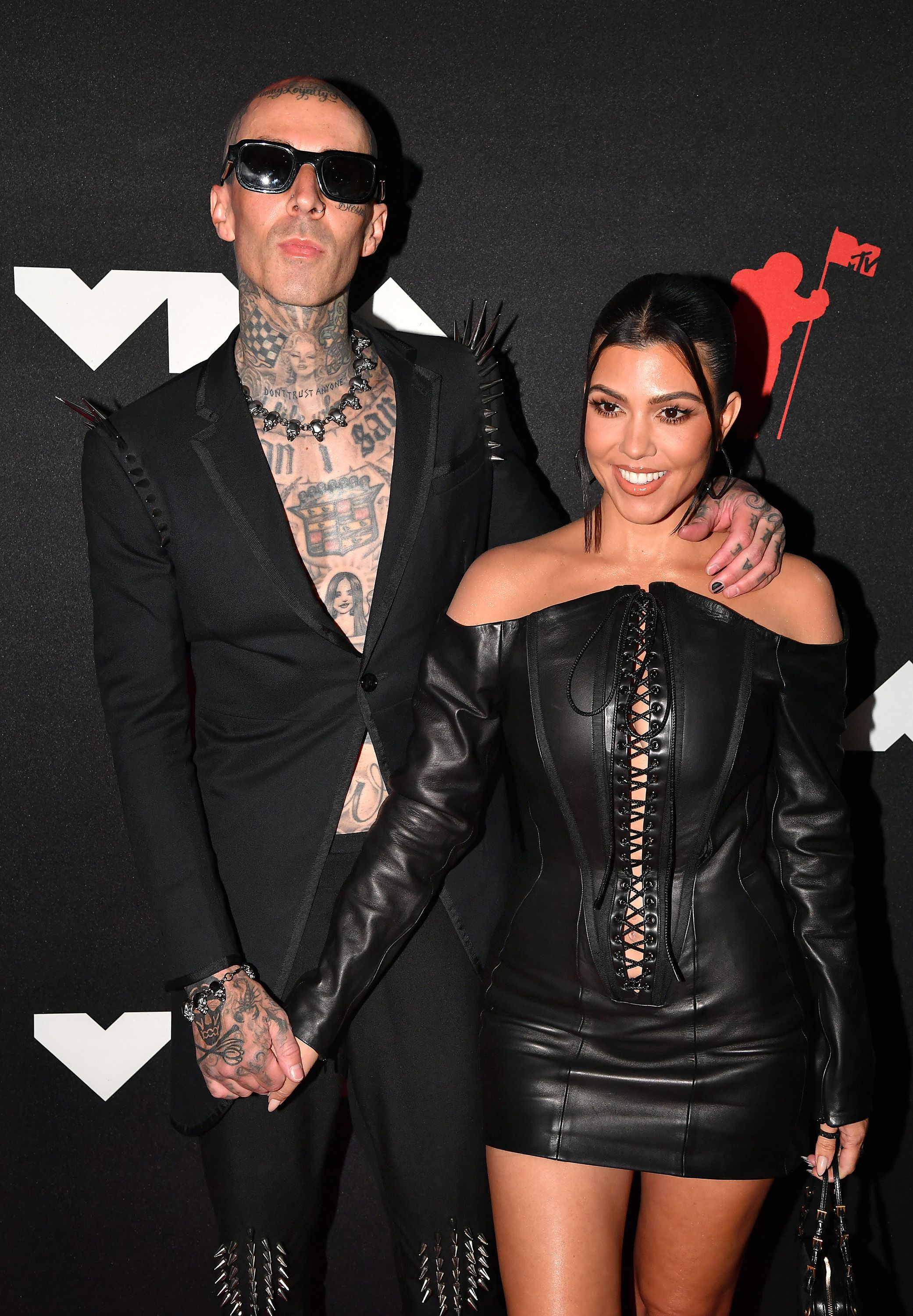 Kourtney Kardashian and Travis Barker Attend the MTV VMAs Looking Like A  Sexy Vampire Couple