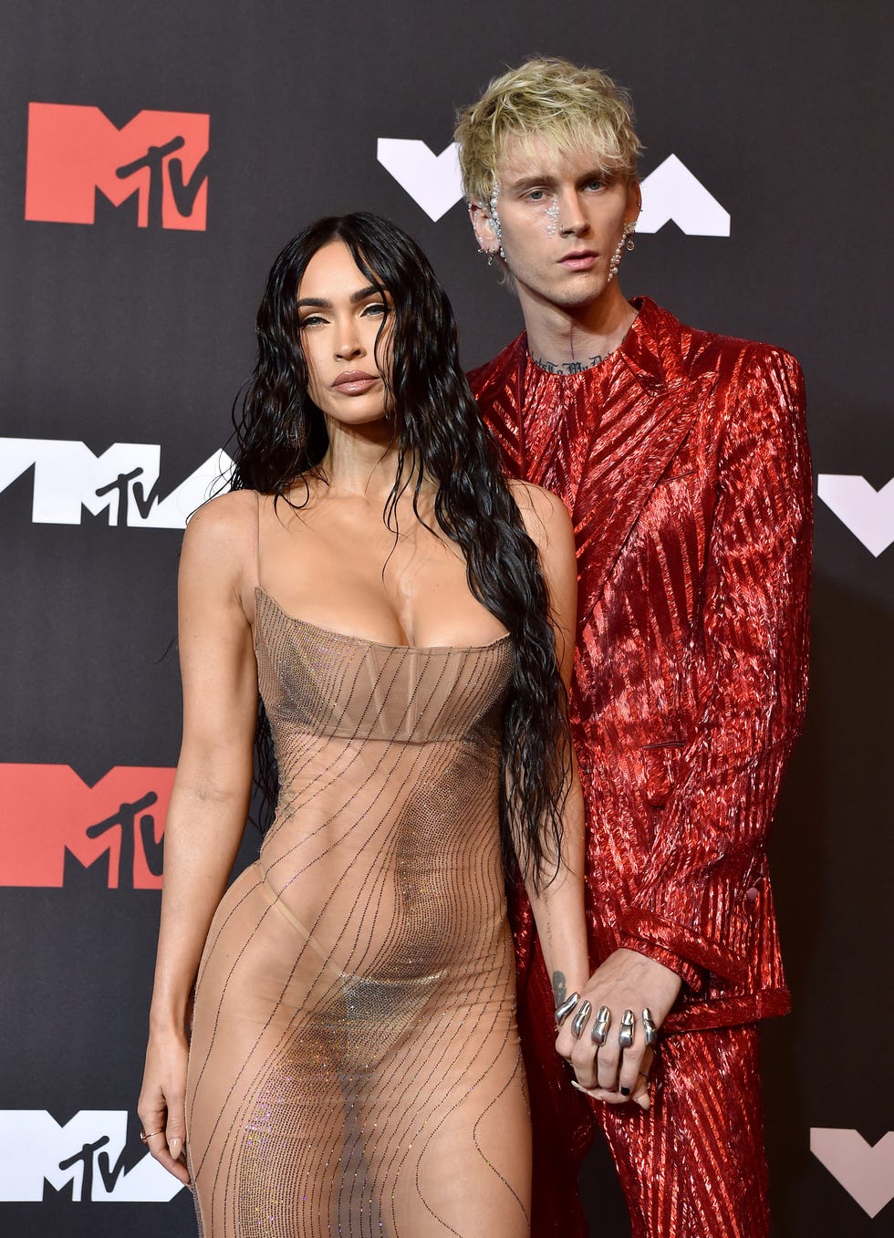 New York, New York, September 12 Megan Fox and Machine Gun Kelly attend the 2021 MTV Video Music Awards at Barclays Center in Brooklyn, New York on September 12, 2021 Photo by Axellebauer Griffinfilmmagic