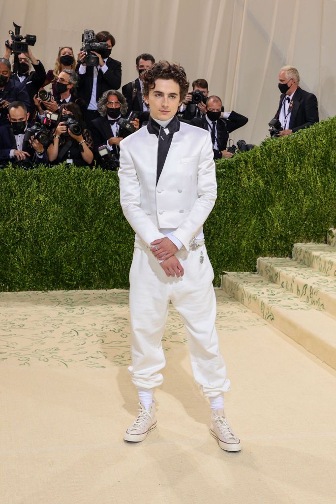 new york, new york   september 13 co chair timothée chalamet attends the 2021 met gala celebrating in america a lexicon of fashion at metropolitan museum of art on september 13, 2021 in new york city photo by theo wargogetty images
