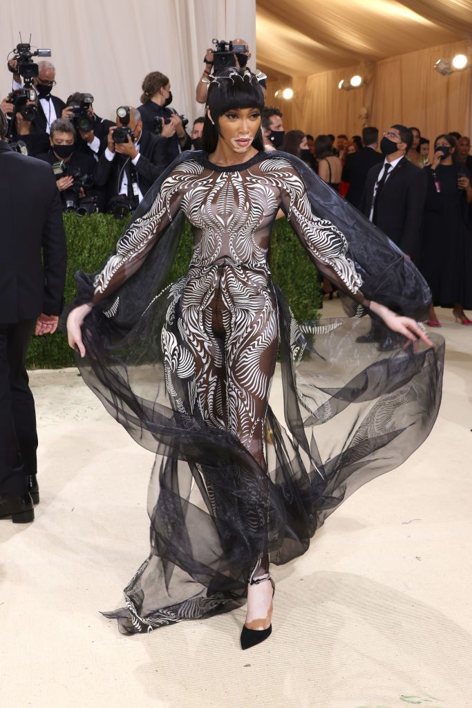 new york, new york   september 13 winnie harlow attends the 2021 met gala celebrating in america a lexicon of fashion at metropolitan museum of art on september 13, 2021 in new york city photo by john shearerwireimage