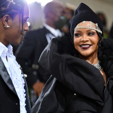 new york, new york   september 13 asap rocky and  rihanna attend the 2021 met gala celebrating in america a lexicon of fashion at metropolitan museum of art on september 13, 2021 in new york city photo by jeff kravitzfilmmagic