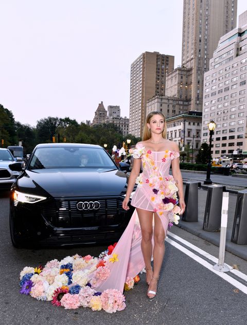 new york, new york   september 13 lili reinhart heads to the 2021 met gala with audi, the official electric vehicle sponsor, on september 13, 2021 in new york city photo by eugene gologurskygetty images for audi
