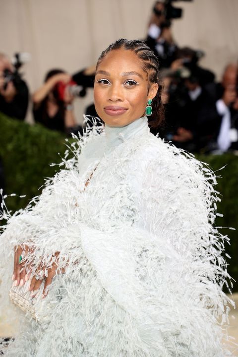 new york, new york   september 13 allyson felix attends the 2021 met gala celebrating in america a lexicon of fashion at metropolitan museum of art on september 13, 2021 in new york city photo by dimitrios kambourisgetty images for the met museumvogue