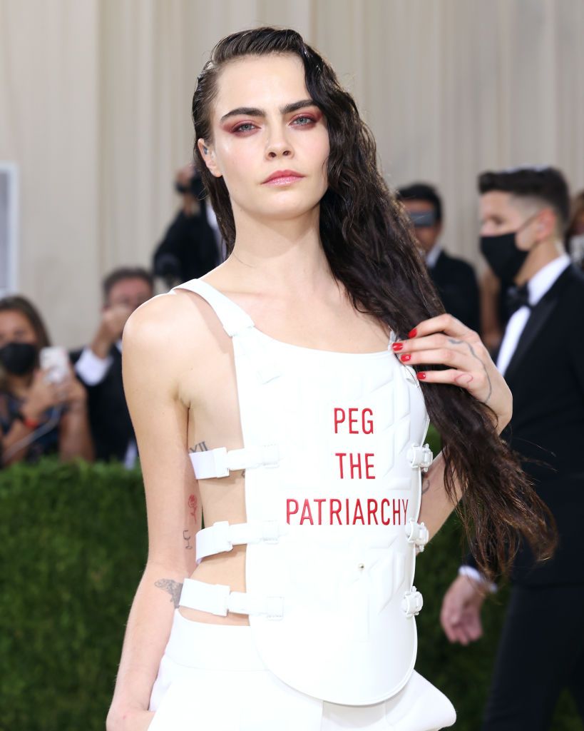 new york, new york   september 13 cara delevingne attends the 2021 met gala benefit in america a lexicon of fashion at metropolitan museum of art on september 13, 2021 in new york city photo by taylor hillwireimage