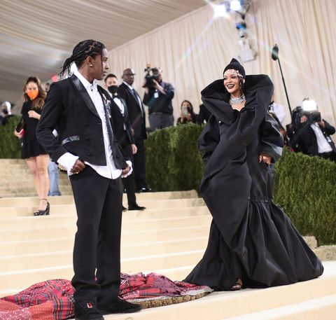 new york, new york   september 13 editors note this image was created using a starburst filter asap rocky and rihanna attend the 2021 met gala celebrating in america a lexicon of fashion at metropolitan museum of art on september 13, 2021 in new york city photo by dimitrios kambourisgetty images for the met museumvogue