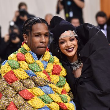 new york, new york september 13 asap rocky and rihanna attend 2021 costume institute benefit in america a lexicon of fashion at the metropolitan museum of art on september 13, 2021 in new york city photo by sean zannipatrick mcmullan via getty images