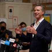 Gov. Gavin Newsom School Visit oakland, california september 15 gov gavin newsom speaks to the press while visiting melrose leadership academy in oakland, calif, on wednesday, sept 15, 2021 on tuesday, newsom prevailed in the california gubernatorial recall election to keep his post as governor jane tyskadigital first mediaeast bay times via getty images