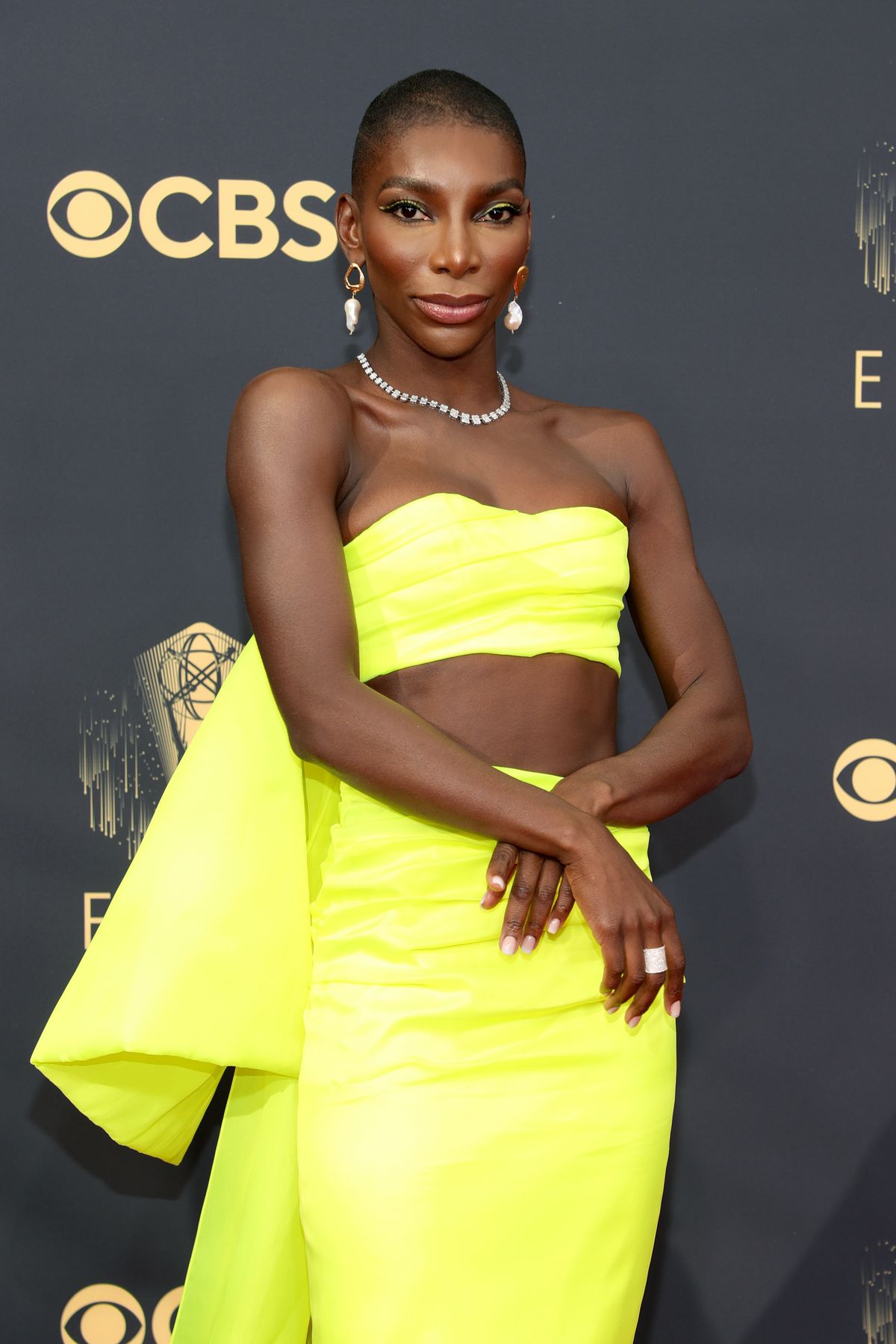 los angeles, california   september 19 michaela coel attends the 73rd primetime emmy awards at la live on september 19, 2021 in los angeles, california photo by rich furygetty images