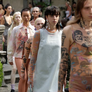 milan, italy   september 22 models walk the runway at the marco rambaldi fashion show during the milan fashion week   spring  summer 2022 on september 22, 2021 in milan, italy photo by john phillipsgetty images