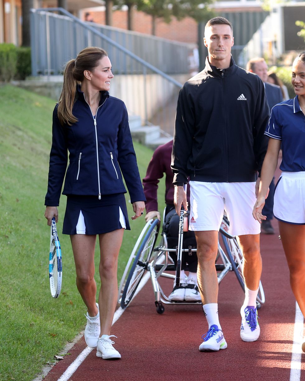 kate middleton at ﻿lta's national tennis centre during a royal event in september 2021, showcasing her athleisure style