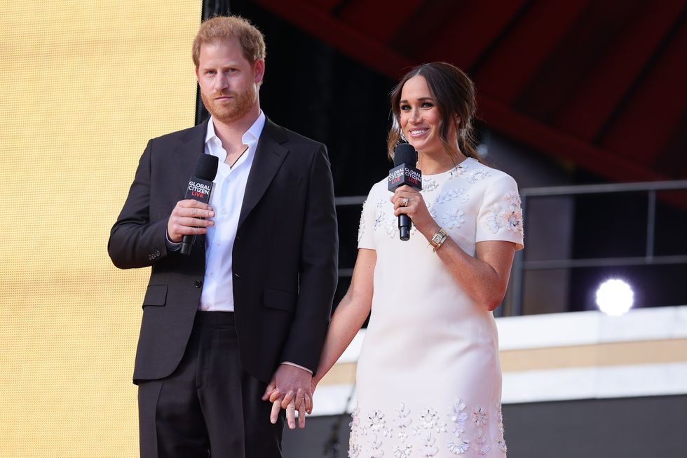new york, new york   september 25 prince harry, duke of sussex and meghan, duchess of sussex speak onstage during global citizen live, new york on september 25, 2021 in new york city photo by theo wargogetty images for global citizen