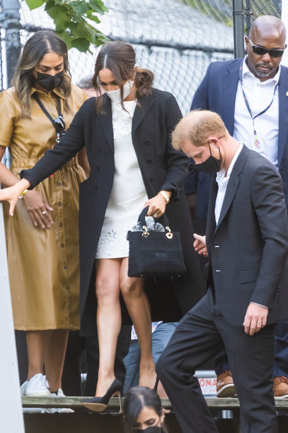 new york, new york   september 25 meghan markle, duchess of sussex, and prince harry, duke of sussex, depart the global citizen concert in central park on september 25, 2021 in new york city photo by gothamgc images