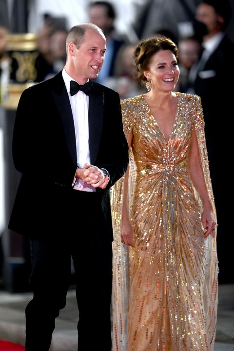 Kate Middleton Wears a Gold Cape Gown at the ‘No Time to Die’ Premiere