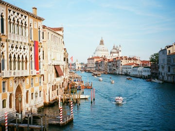 italy, veneto, venice, grand canal at sunset