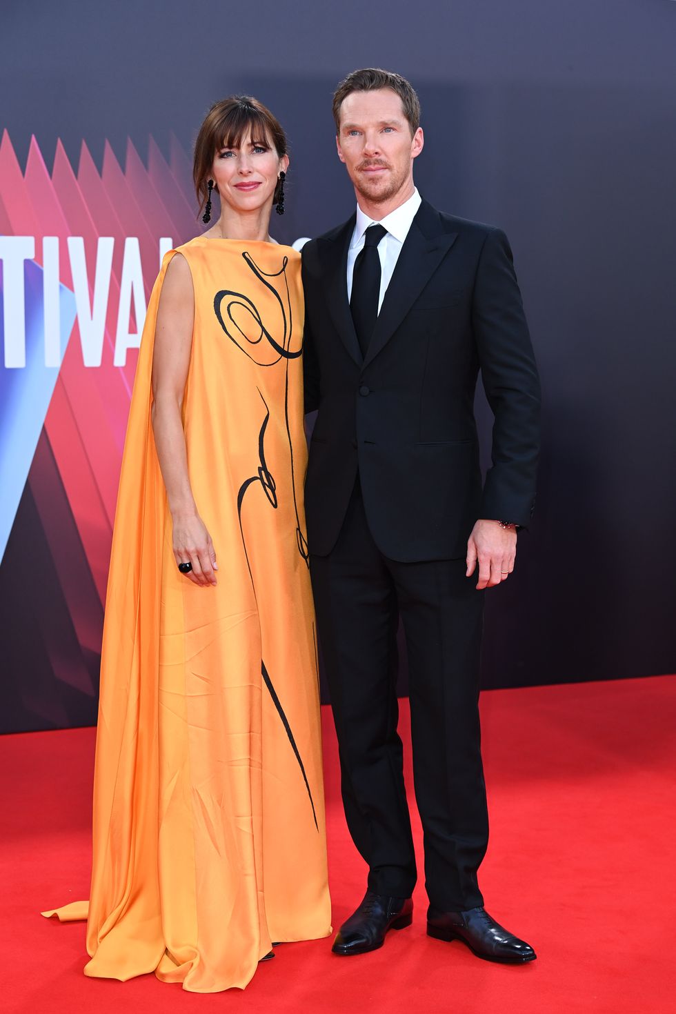 london, england   october 11 sophie hunter and benedict cumberbatch attend  the power of the dog uk premiere during the 65th bfi london film festival at the royal festival hall on october 11, 2021 in london, england photo by karwai tangwireimage
