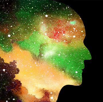 vector illustration of human head on starry space background artificial intelligence or cosmic consciousness