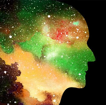 vector illustration of human head on starry space background artificial intelligence or cosmic consciousness