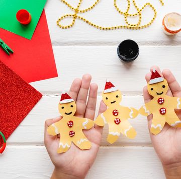 application for kids christmas or new year card with gingerbread man from paper diy instructions
