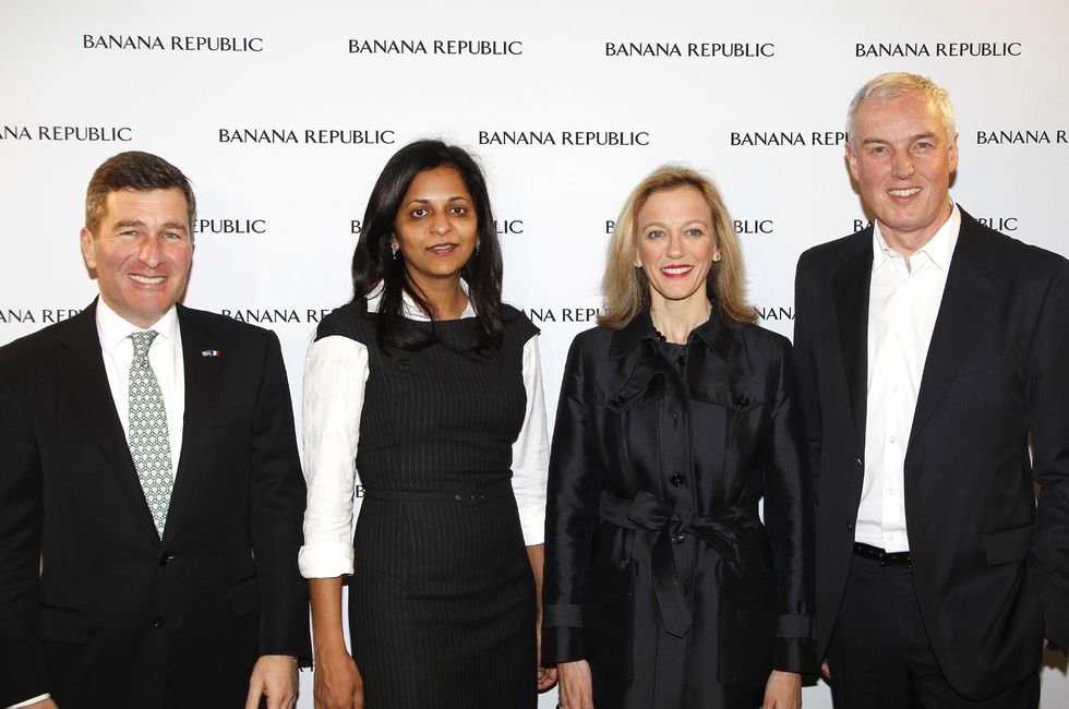 paris, france   december 07 charles rivkin, sonia syngal, suzan tolson and stephen sunnucks attend the banana republic champs elysees flagship opening on december 7, 2011 in paris, france photo by michel dufourwireimage